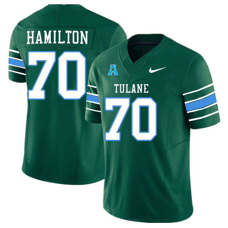 #70 Kameron Hamilton Tulane Green Wave Jersey College Football Uniforms,Apparels Stitched-Green